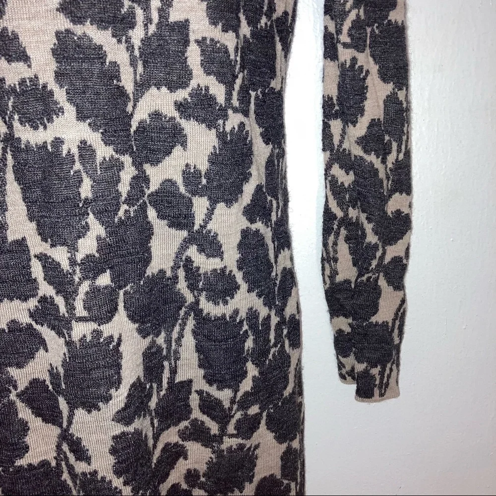 Loft Sweater Wool Blend Knit Dress Long Sleeve Crew Neck Textured M Tan Gray - Picture 4 of 7